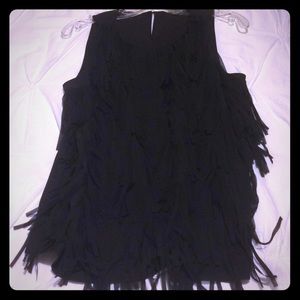 Ann Taylor sleeveless crepe fringe party top